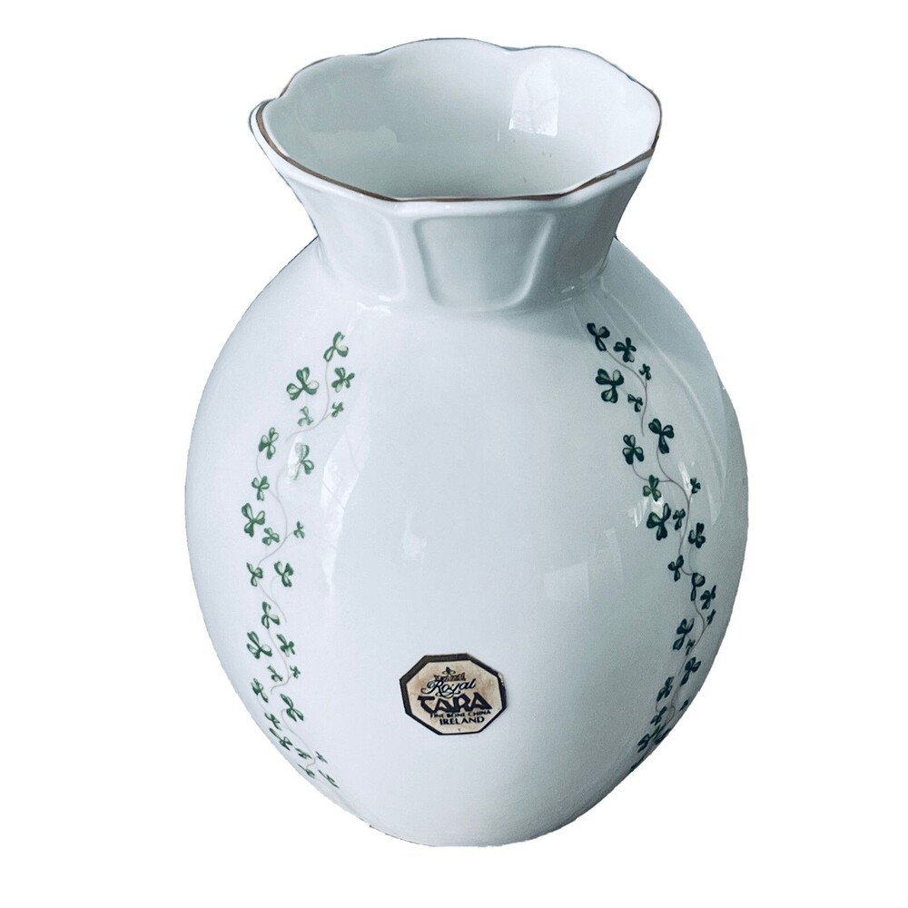 Royal Tara Shamrock Clover Vase Handmade Irish Galway Ireland Fine Bone China - Picture 2 of 9